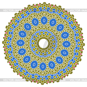 Vintage blue with GREEN mosaic petal flower - vector clipart