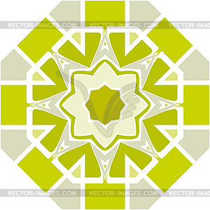 Vintage green with brown mosaic petal flower - vector clipart