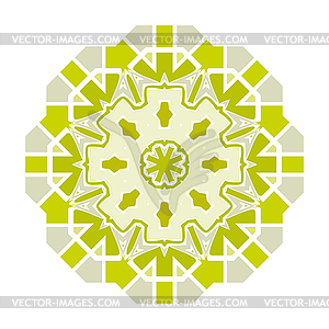 Vintage green with brown mosaic petal flower - vector image