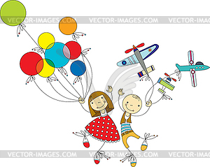 Children play - royalty-free vector clipart