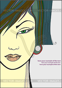 Dark-haired girl with oriental eyes - vector image