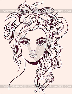 Girl with fancy hairstyle - vector image