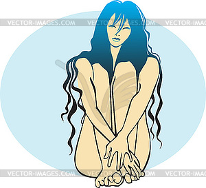 Seated Girl - vector clipart