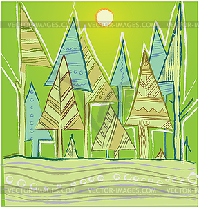 Coniferous forest - royalty-free vector clipart