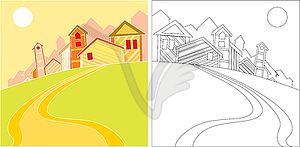 Landscape with houses - vector clipart