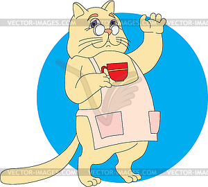 Cat with cup - vector image