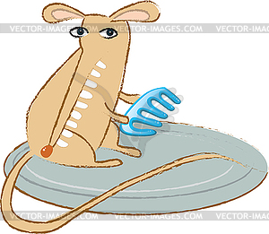 Funny mouse with comb - vector clipart / vector image