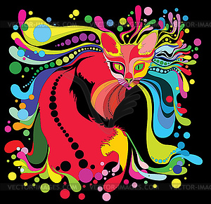 Psychedelic cat - vector image