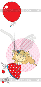 Девушка с воздушного шара - стоковый клипарт