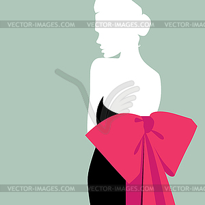 Girl with red bow - vector clipart