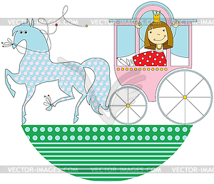 Princess in pink carriage - stock vector clipart