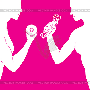 Two sport women - color vector clipart