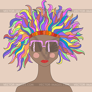 Girl with colorful hair - vector clip art