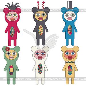 Set of cute monsters - vector clip art