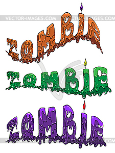 Word Zombie in three colours - vector clipart