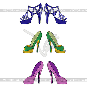 Three pair of shoes - vector clipart / vector image