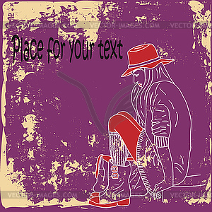 Pretty girl on grunge background - vector clipart