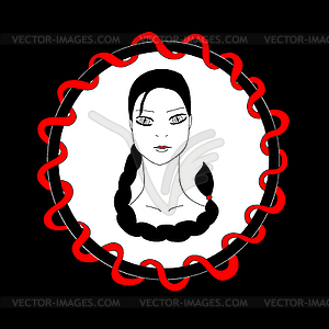 Pretty woman with snake eyes - vector clip art