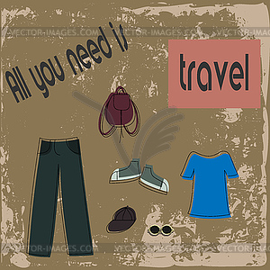 Set of travel pieces - vector clipart