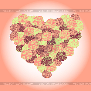 Bouquet in shape of heart - vector clipart