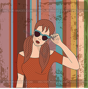 Pretty woman in sunglasses - vector clipart