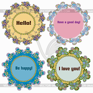 Set of invitation cards with doodle flowers - vector clipart