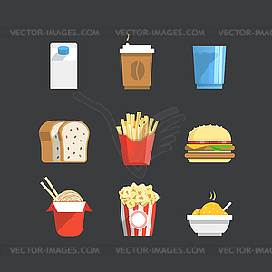 Традиционный цвет пищи коллекция икон - векторный рисунок