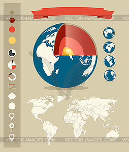 Earth structure. Infographic elements retro style - vector image