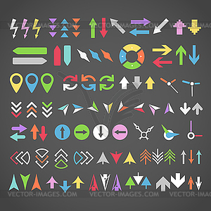 Arrow sign icons color collection - vector clipart