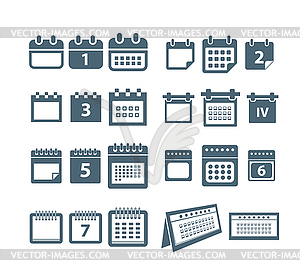 Различные стили календаря коллекция веб-иконы - изображение в векторном виде