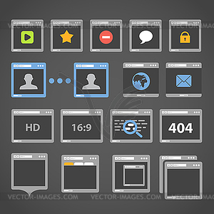 Веб-браузер коллекция икон - векторный клипарт / векторное изображение