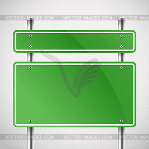 Blank green metal boards. Template for text - vector clipart