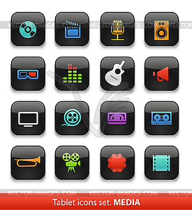 Audio and video. Tablet buttons collection - vector clip art