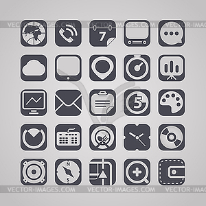 Tablet device interface icons collection - royalty-free vector clipart