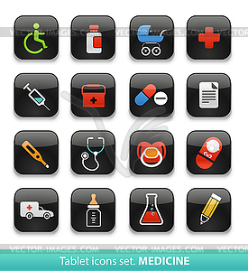 Medicine. Tablet buttons collection - vector clip art