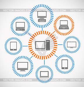 Computer network abstract scheme - vector image