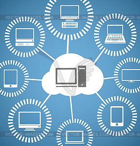 Cloud network abstract scheme - vector clipart