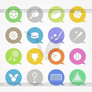 Sports web icons set in color speech clouds - vector clipart / vector image