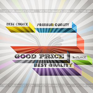 Vintage color quality labels collection in - vector clipart