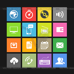 Web color tile interface template with modern icons - stock vector clipart