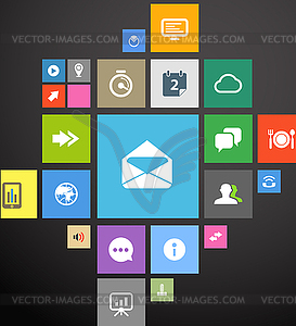 Color icon interface template on black - vector clipart