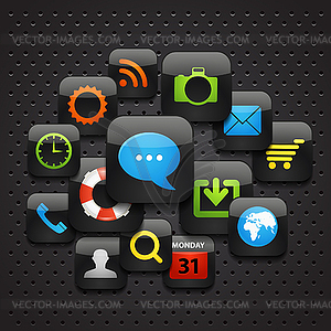 Mobile interface icons abstract background - vector clip art