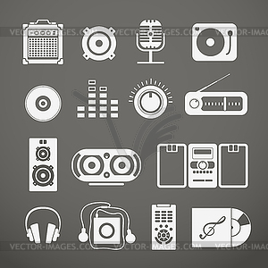 Звуковое оборудование коллекция икон - изображение векторного клипарта
