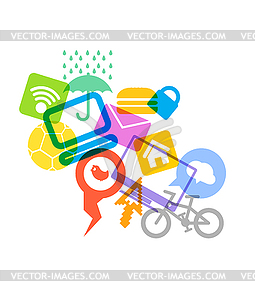 Color rubbish of modern media icons - vector image