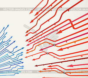 Abstract background of metro lines with arrows - vector image