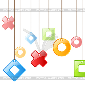 Color figures on rope. Background - vector image