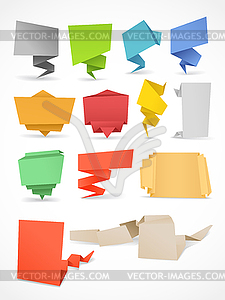 Colorful polygonal origami banners set. Place your - vector clipart