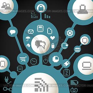 Abstract meia connection scheme. Template for text - vector clipart