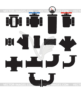 Water supply system elements collection - vector image