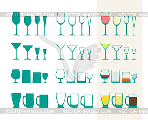 Full and empty glass collection - vector image